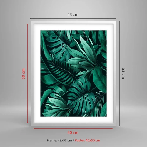 Poster în ramă albă - Profunzimea verdelui tropical - 40x50 cm