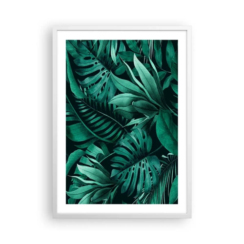 Poster în ramă albă - Profunzimea verdelui tropical - 50x70 cm