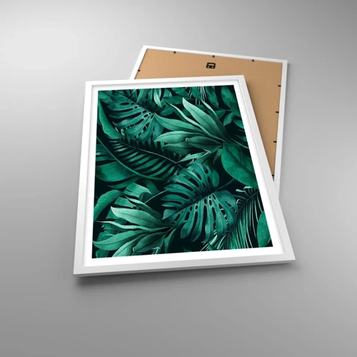 Poster în ramă albă - Profunzimea verdelui tropical - 50x70 cm