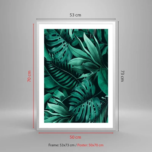 Poster în ramă albă - Profunzimea verdelui tropical - 50x70 cm