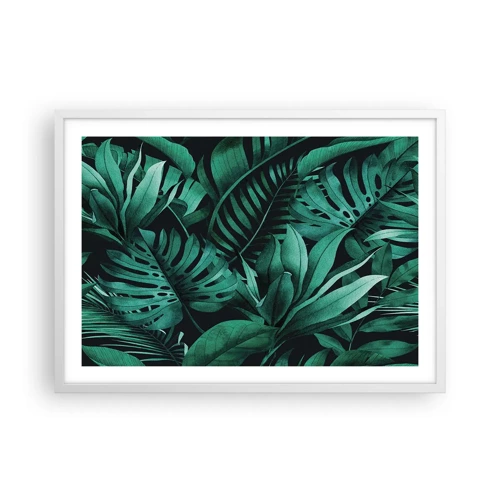 Poster în ramă albă - Profunzimea verdelui tropical - 70x50 cm