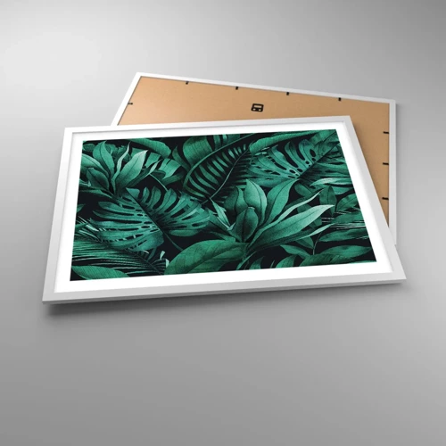 Poster în ramă albă - Profunzimea verdelui tropical - 70x50 cm