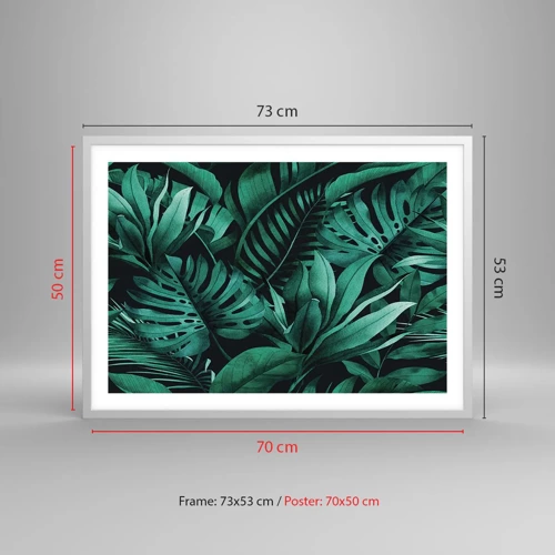 Poster în ramă albă - Profunzimea verdelui tropical - 70x50 cm