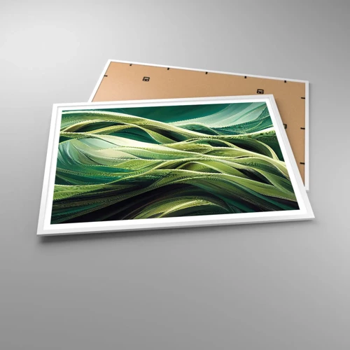 Poster în ramă albă - Un joc abstract de verde - 100x70 cm