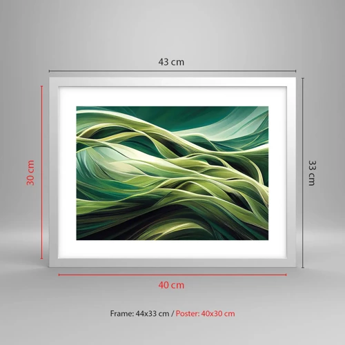 Poster în ramă albă - Un joc abstract de verde - 40x30 cm