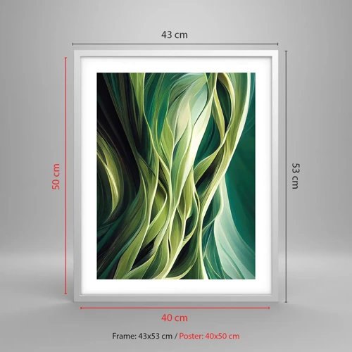 Poster în ramă albă - Un joc abstract de verde - 40x50 cm