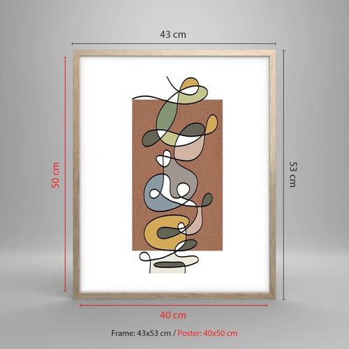 Poster în ramă de stejar deschis - Abstracția care merită un zâmbet - 40x50 cm