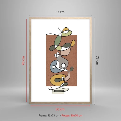 Poster în ramă de stejar deschis - Abstracția care merită un zâmbet - 50x70 cm