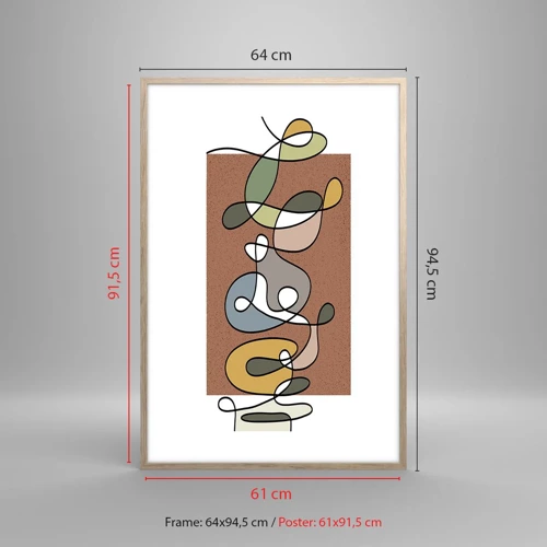 Poster în ramă de stejar deschis - Abstracția care merită un zâmbet - 61x91 cm