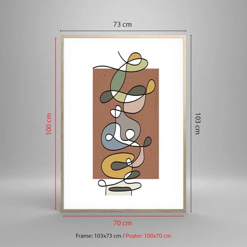 Poster în ramă de stejar deschis - Abstracția care merită un zâmbet - 70x100 cm