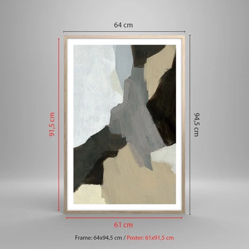 Poster în ramă de stejar deschis - Abstracție: despărțirile griului - 61x91 cm