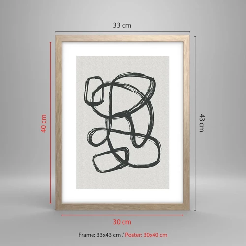 Poster în ramă de stejar deschis - Abstracție în buclă - 30x40 cm