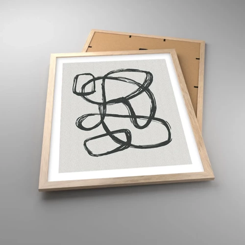 Poster în ramă de stejar deschis - Abstracție în buclă - 40x50 cm