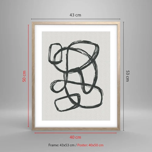 Poster în ramă de stejar deschis - Abstracție în buclă - 40x50 cm