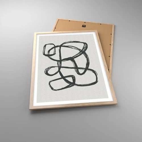 Poster în ramă de stejar deschis - Abstracție în buclă - 50x70 cm