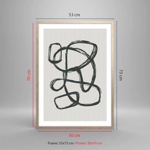 Poster în ramă de stejar deschis - Abstracție în buclă - 50x70 cm