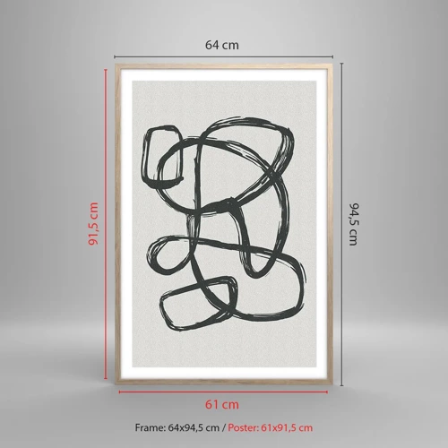 Poster în ramă de stejar deschis - Abstracție în buclă - 61x91 cm