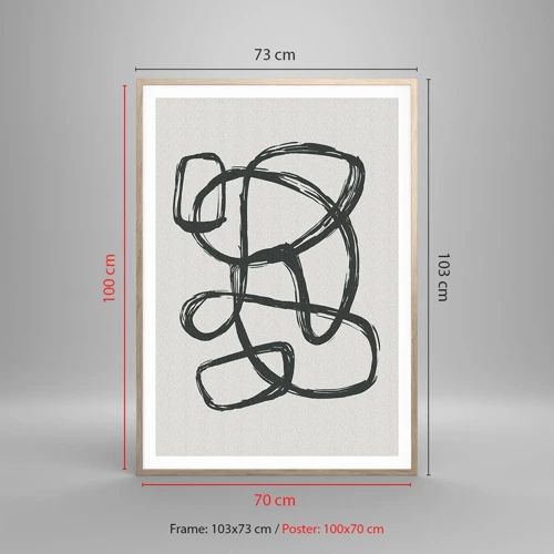 Poster în ramă de stejar deschis - Abstracție în buclă - 70x100 cm