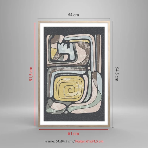 Poster în ramă de stejar deschis - Abstracție în spirit precolumbian - 61x91 cm