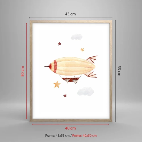 Poster în ramă de stejar deschis - Aeronava - 40x50 cm