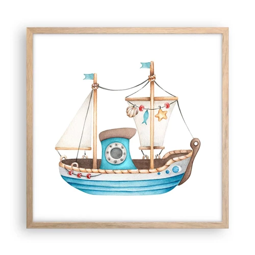 Poster în ramă de stejar deschis - Ahoy aventura! - 50x50 cm