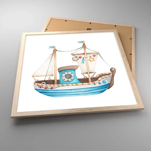 Poster în ramă de stejar deschis - Ahoy aventura! - 50x50 cm