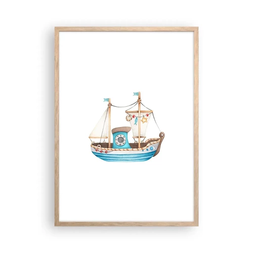 Poster în ramă de stejar deschis - Ahoy aventura! - 50x70 cm