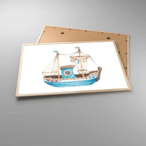 Poster în ramă de stejar deschis - Ahoy aventura! - 91x61 cm