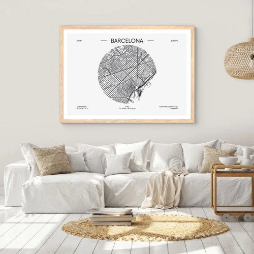 Poster în ramă de stejar deschis - Anatomia Barcelonei - 40x30 cm