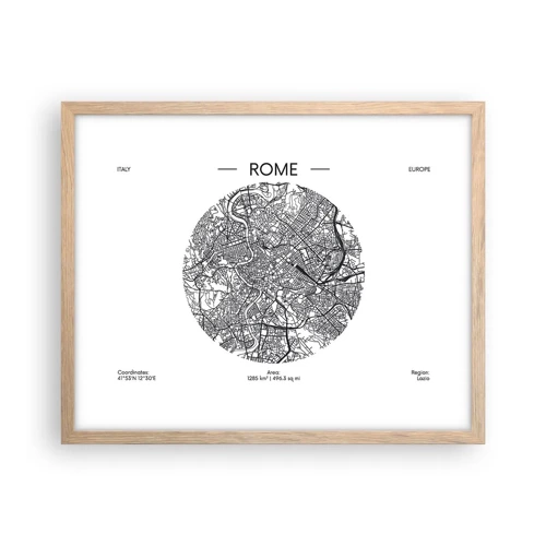 Poster în ramă de stejar deschis - Anatomia Romei - 50x40 cm