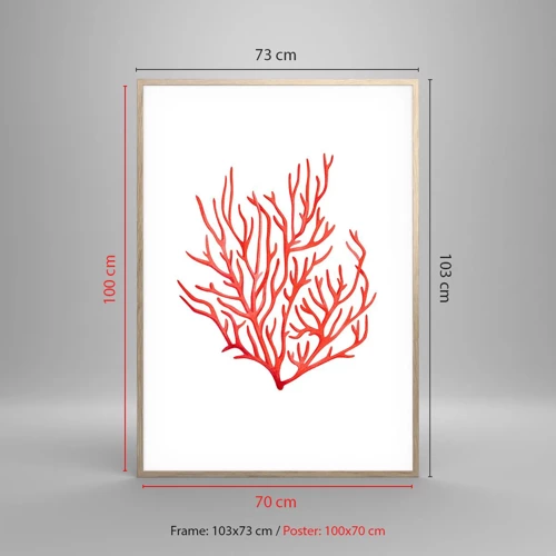 Poster în ramă de stejar deschis - Coral filigranat - 70x100 cm