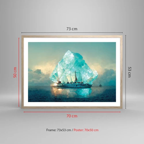 Poster în ramă de stejar deschis - Diamant arctic - 70x50 cm