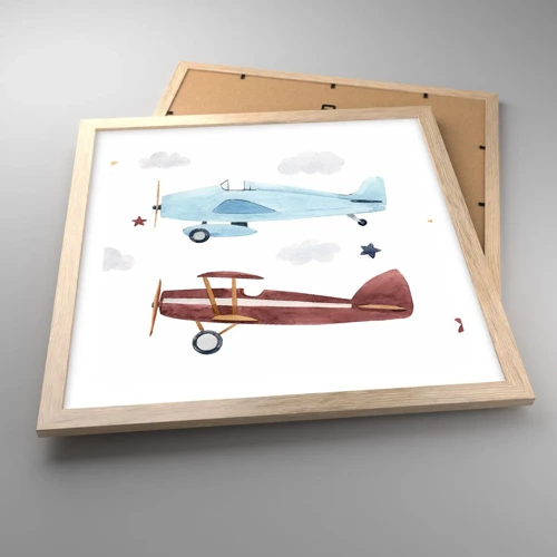 Poster în ramă de stejar deschis - Domnule Pilot, vă așteptăm! - 40x40 cm