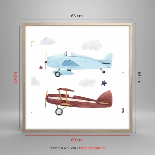 Poster în ramă de stejar deschis - Domnule Pilot, vă așteptăm! - 60x60 cm