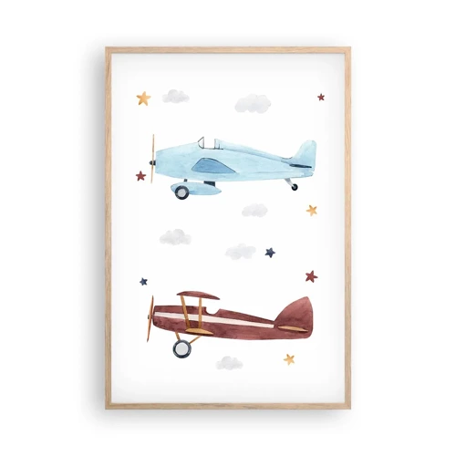 Poster în ramă de stejar deschis - Domnule Pilot, vă așteptăm! - 61x91 cm