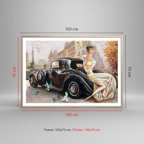 Poster în ramă de stejar deschis - Eleganță retro - 100x70 cm