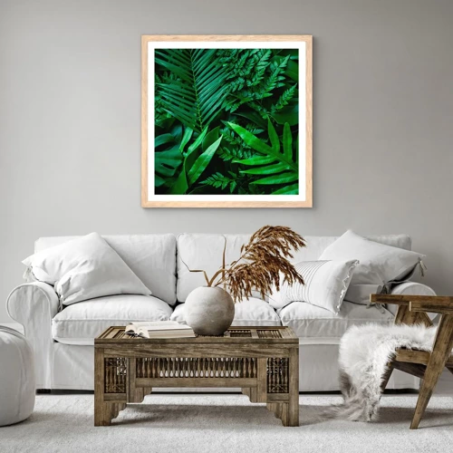 Poster în ramă de stejar deschis - Înfășurate în verde - 60x60 cm