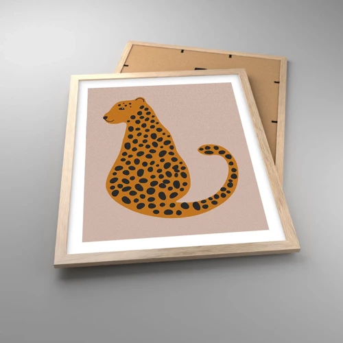 Poster în ramă de stejar deschis - Modelul leopard este tot timpul la modă - 40x50 cm