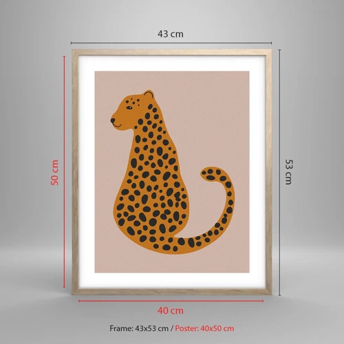 Poster în ramă de stejar deschis - Modelul leopard este tot timpul la modă - 40x50 cm