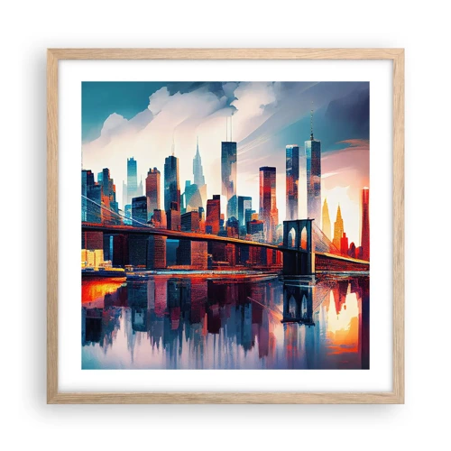 Poster în ramă de stejar deschis - New York fenomenal - 50x50 cm