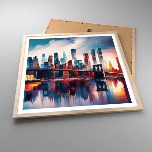 Poster în ramă de stejar deschis - New York fenomenal - 60x60 cm