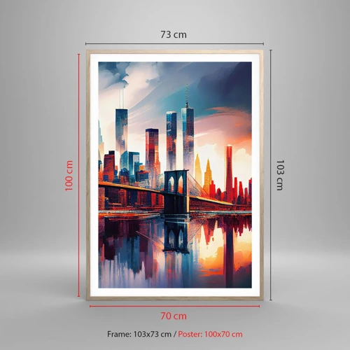 Poster în ramă de stejar deschis - New York fenomenal - 70x100 cm