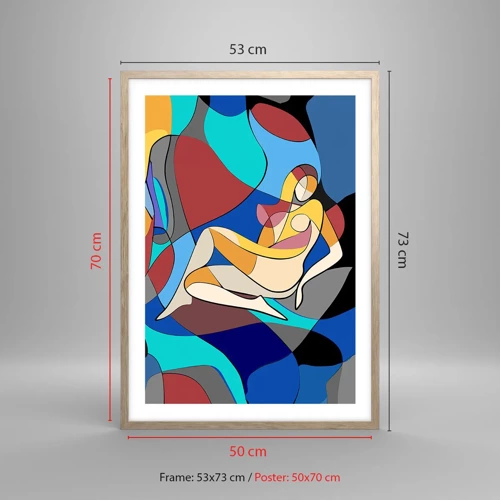 Poster în ramă de stejar deschis - Nudul cubist - 50x70 cm