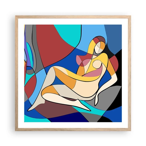 Poster în ramă de stejar deschis - Nudul cubist - 60x60 cm