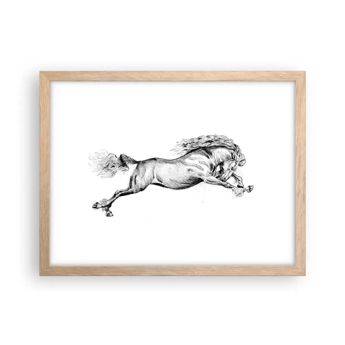 Poster în ramă de stejar deschis - Oprit din galop - 40x30 cm