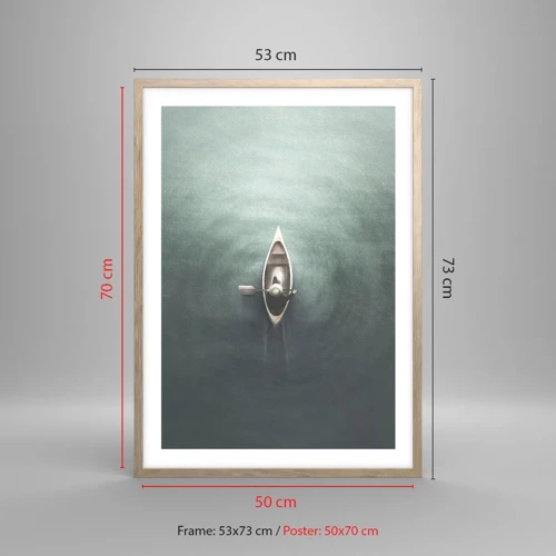 Poster în ramă de stejar deschis - Peste lacul luminat de lună - 50x70 cm