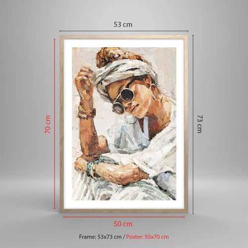 Poster în ramă de stejar deschis - Portret în plin soare - 50x70 cm