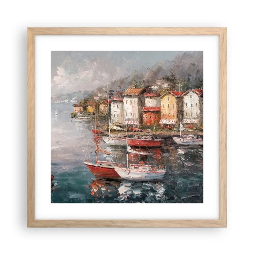 Poster în ramă de stejar deschis - Portul romantic - 40x40 cm