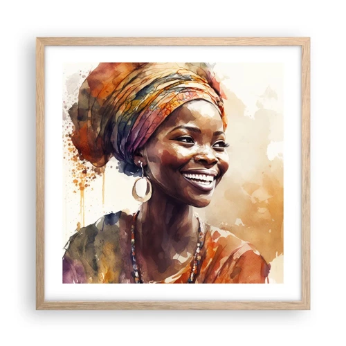 Poster în ramă de stejar deschis - Regina africană - 50x50 cm