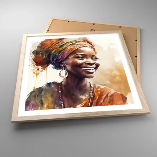 Poster în ramă de stejar deschis - Regina africană - 50x50 cm